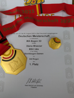 Urkunde für den Meistertitel auf der DM 3D