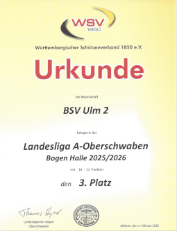 Urkunde zum 3. Platz